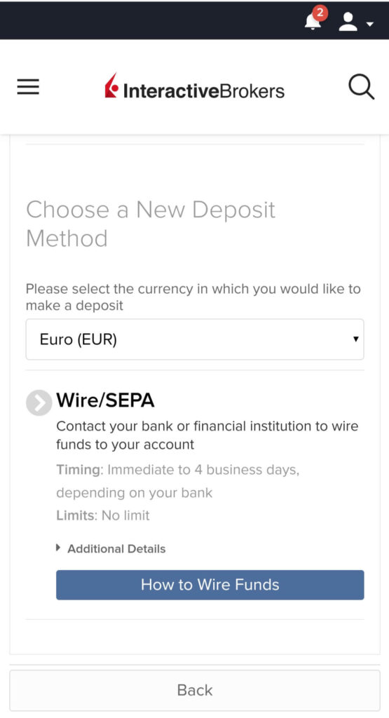 Interactive Brokers SEPA депозит